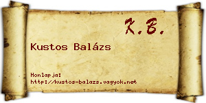 Kustos Balázs névjegykártya