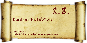 Kustos Balázs névjegykártya